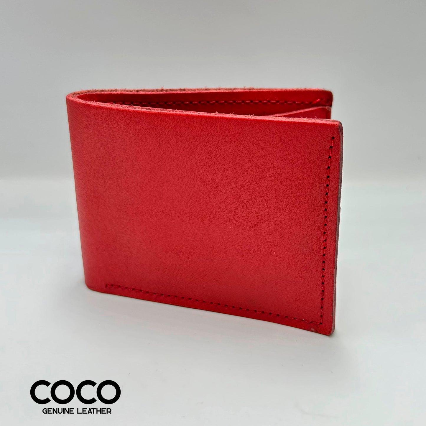 Billetera Bifold Cuero Full Grain Rojo COCO