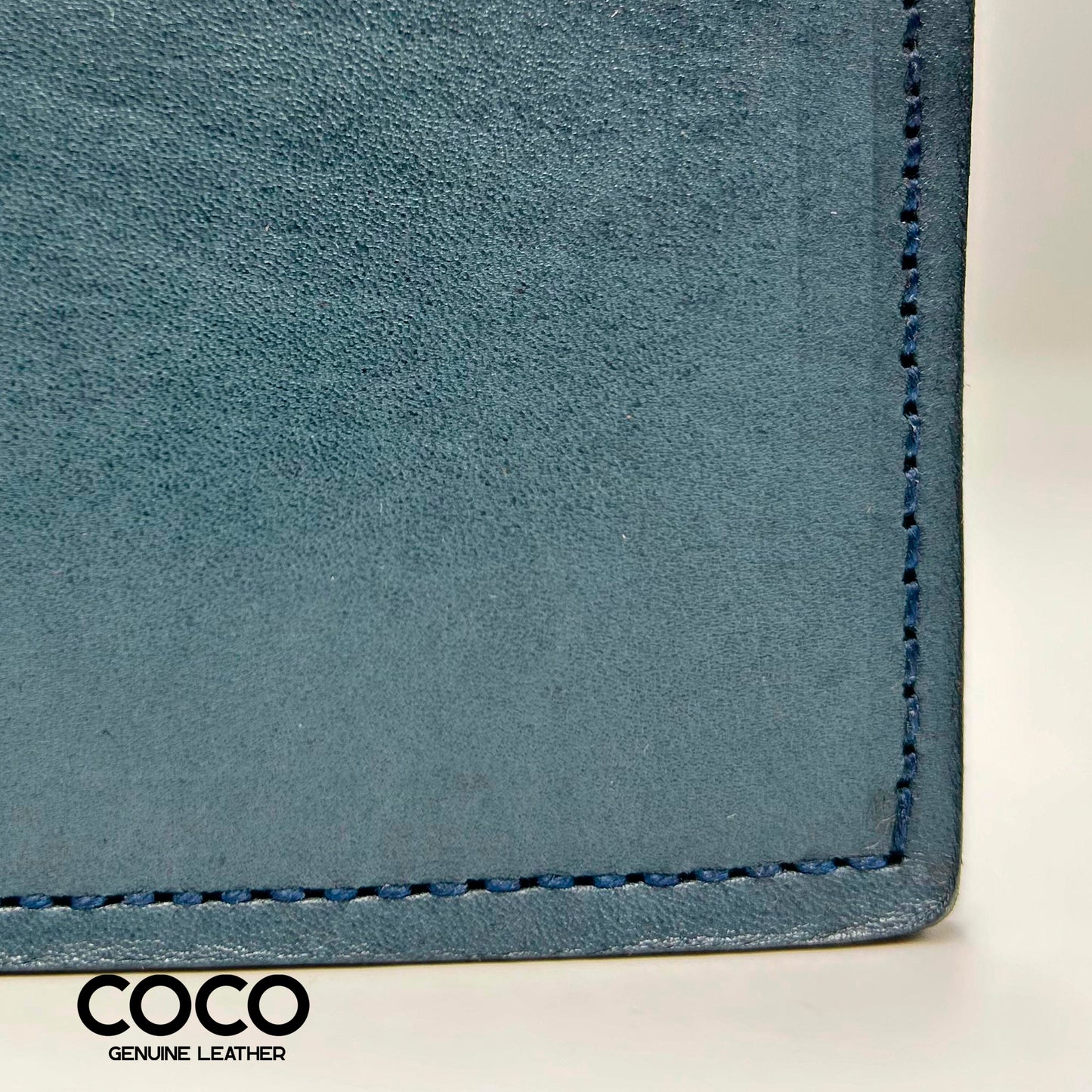 Billetera Bifold Cuero Full Grain Azul COCO