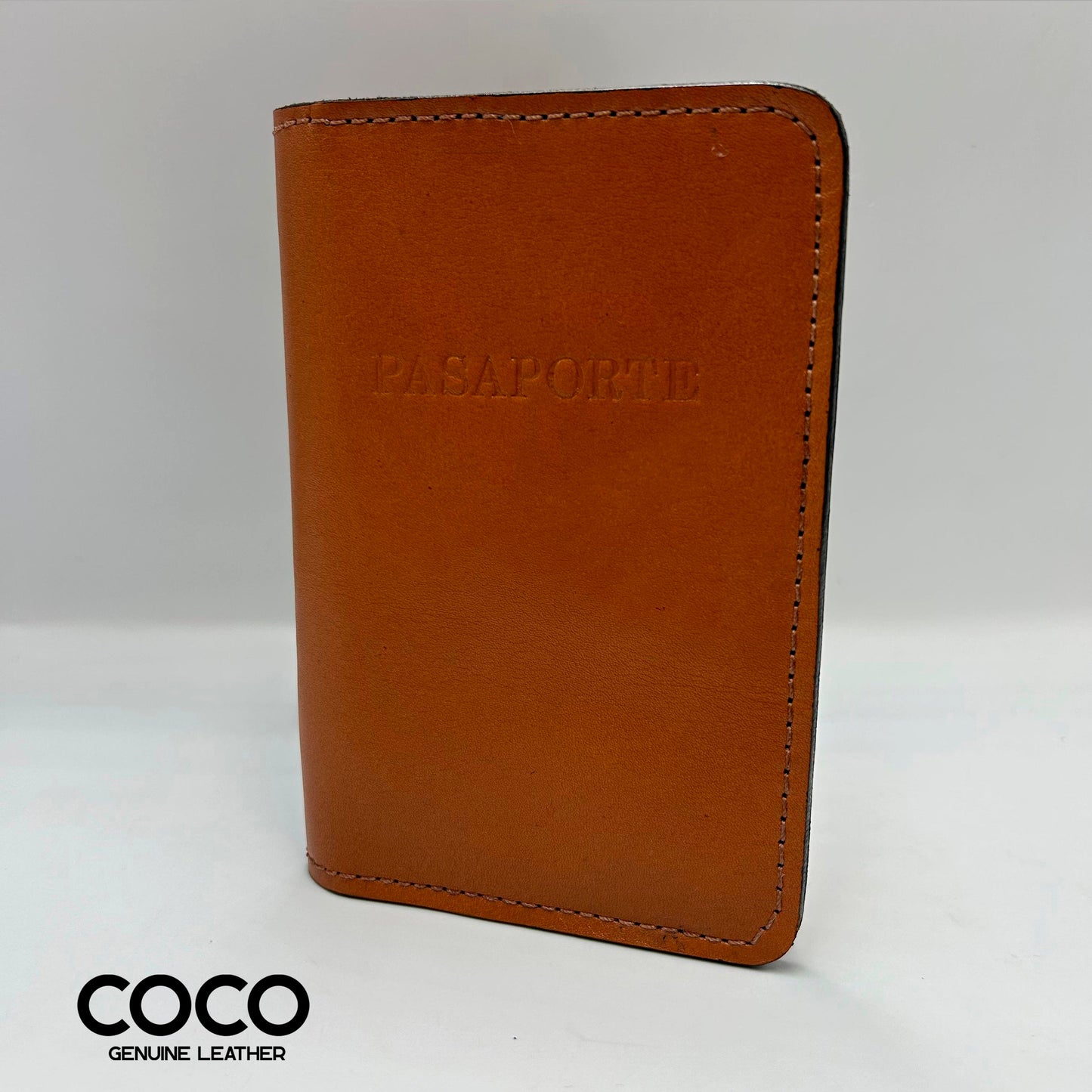 Portapasaporte Con Tarjetero Cuero Full Grain Whiskey COCO