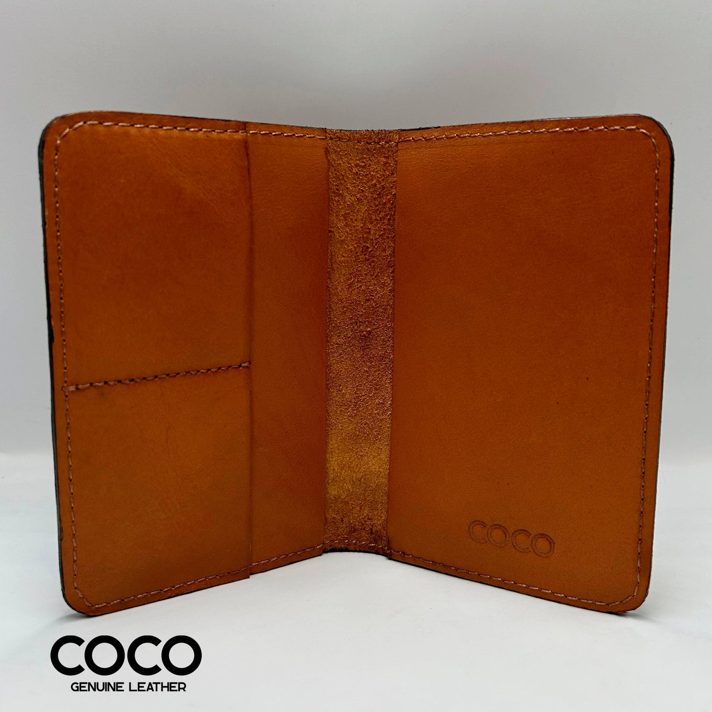 Portapasaporte Con Tarjetero Cuero Full Grain Whiskey COCO