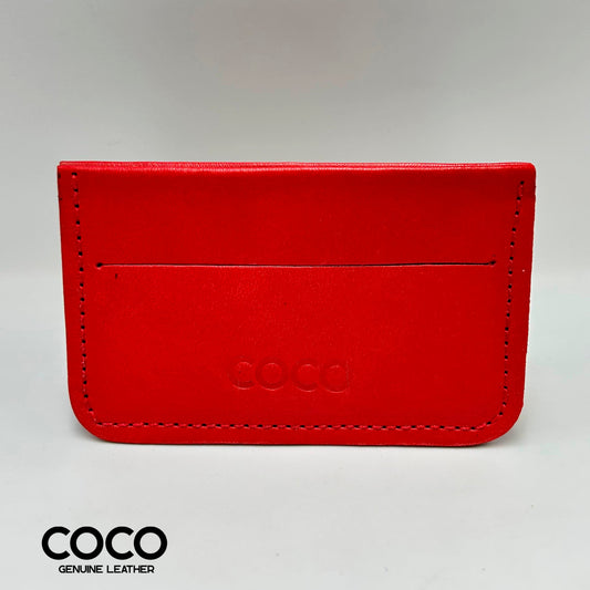 Tarjetero Minimalista Cuero Full Grain Rojo COCO