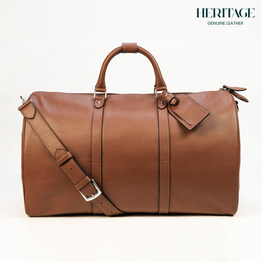 Weekender Bag en Cuero Granulado Cognac Heritage