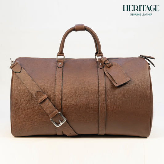 Weekender Bag en Cuero Granulado Café Heritage