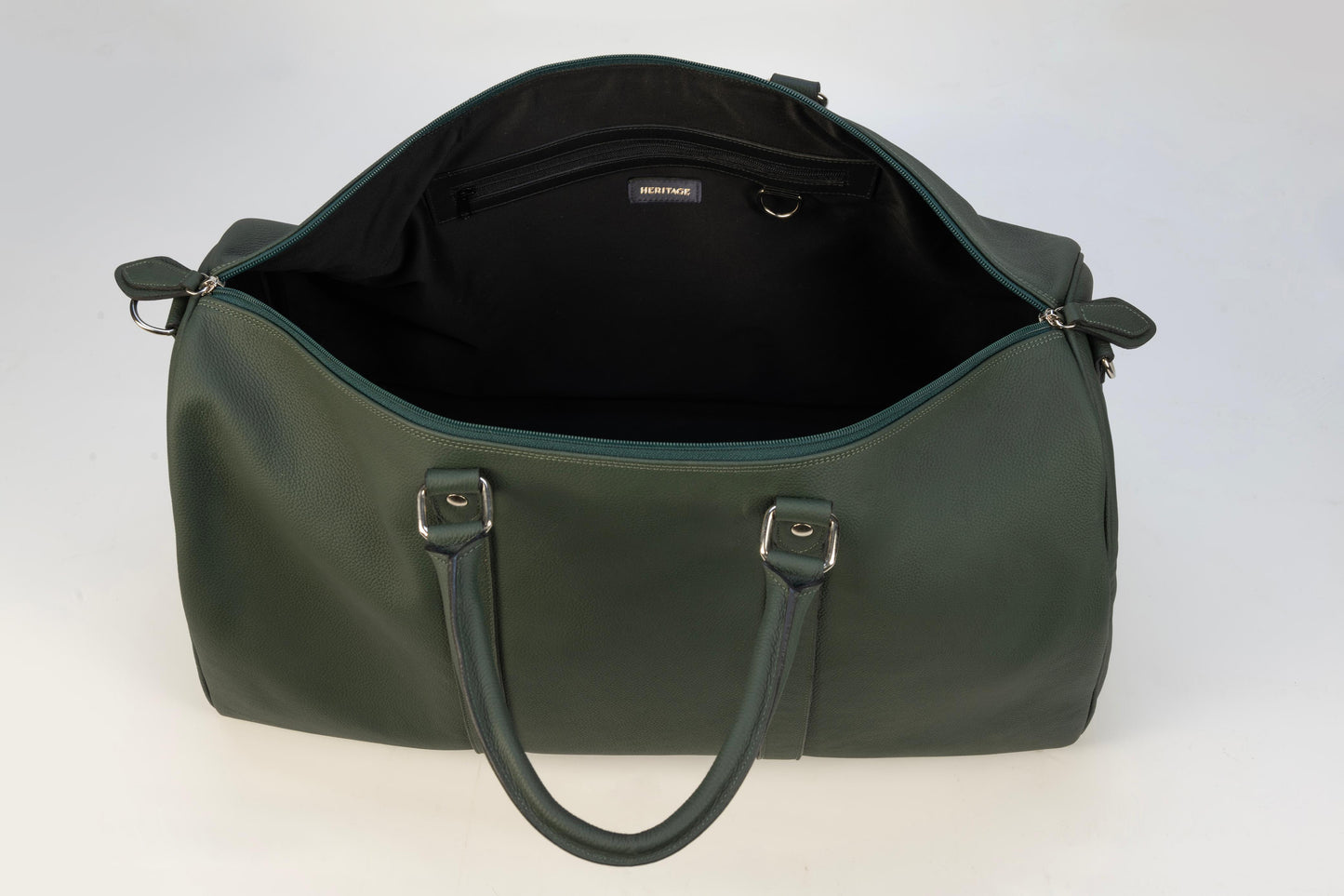 Weekender Bag en Cuero Granulado Verde Heritage