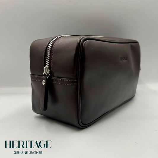 Neceser Monaco Cuero Liso Cafe Heritage