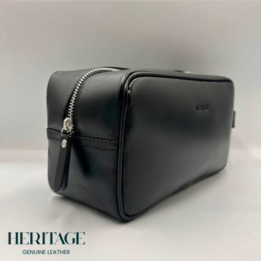 Neceser Monaco Cuero Liso Negro Heritage