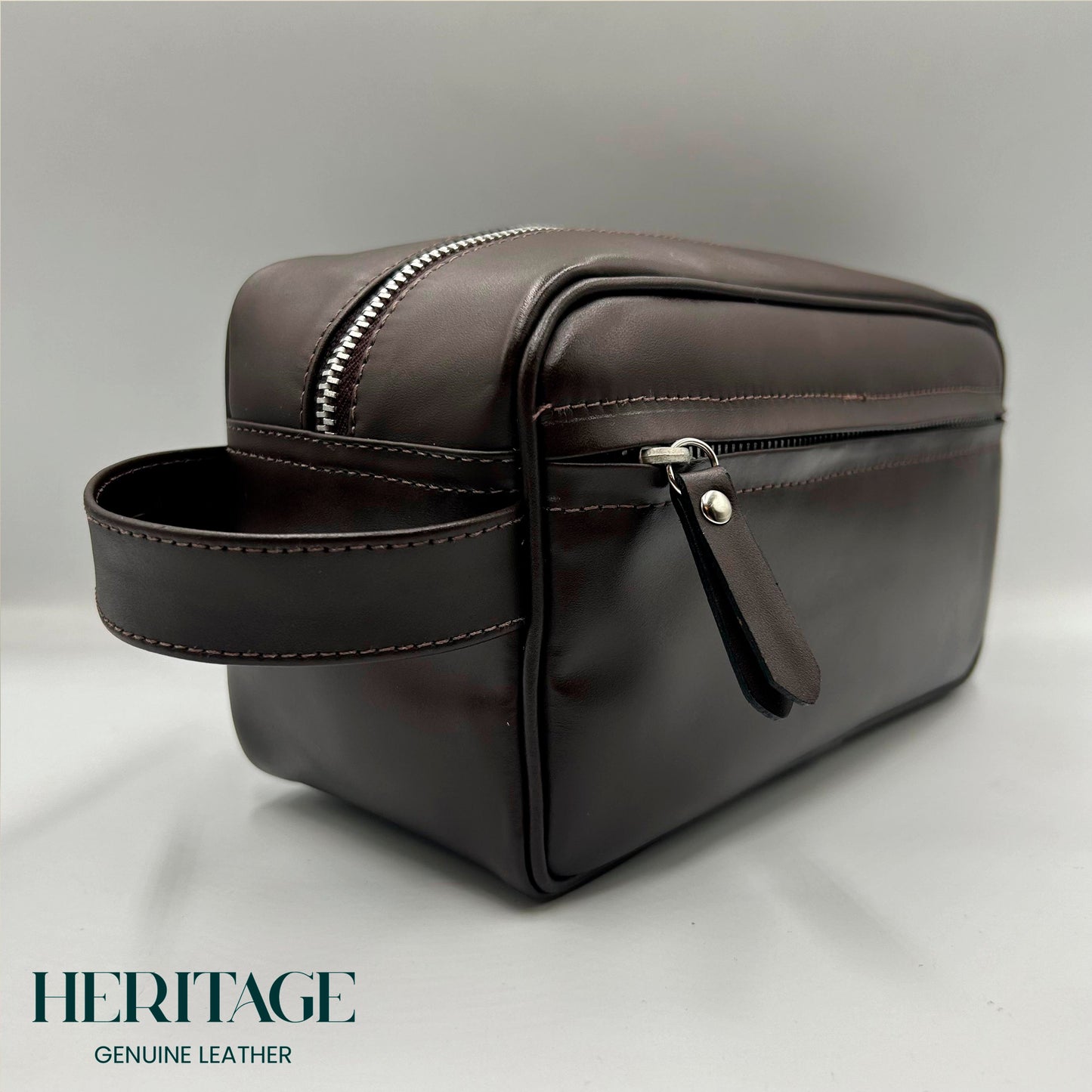 Neceser Monaco Cuero Liso Cafe Heritage