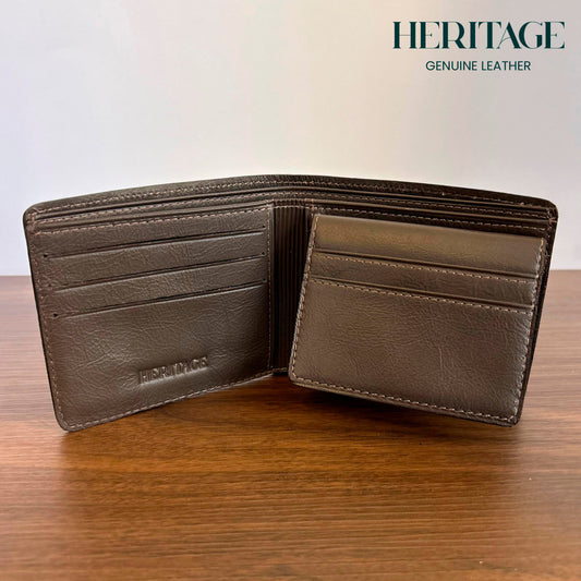 Billetera Bifold con Tarjetero Madrid Cuero Liso Cafe Heritage