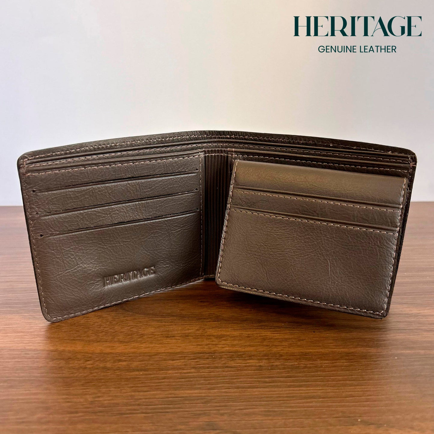 Billetera Bifold con Tarjetero Madrid Cuero Croco Cafe Heritage