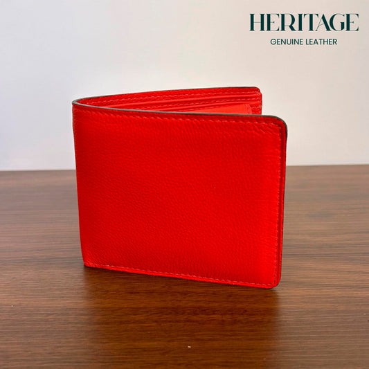 Billetera Bifold con Tarjetero Madrid Cuero Granulado Rojo Heritage