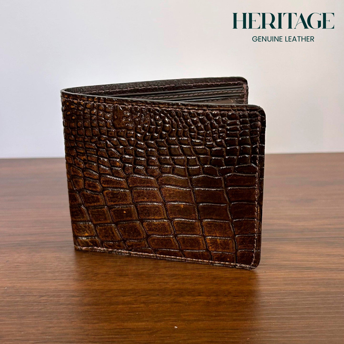 Billetera con Monedero Madrid Cuero Croco Cafe Heritage