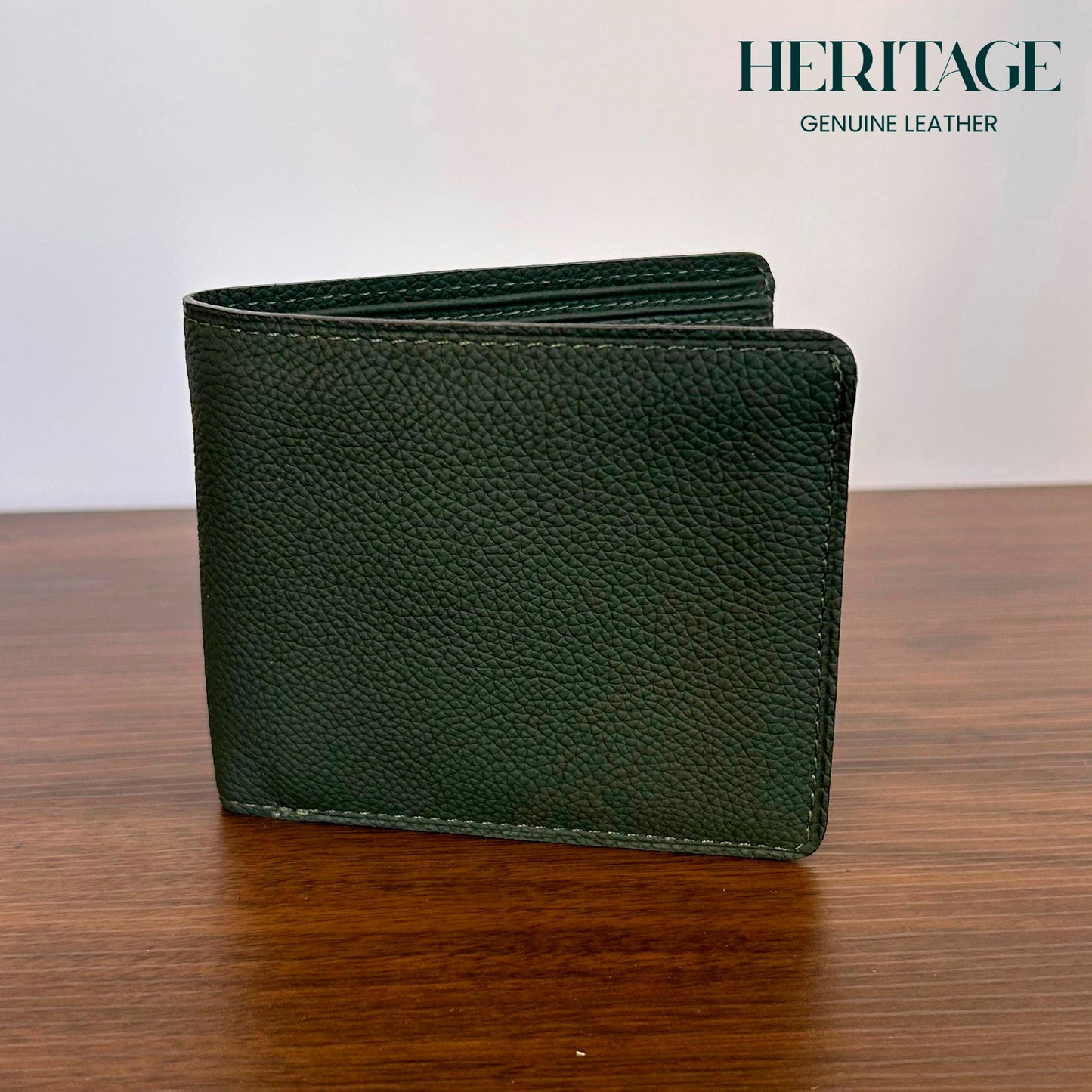 Billetera Bifold con Tarjetero Madrid Cuero Granulado Verde  Heritage