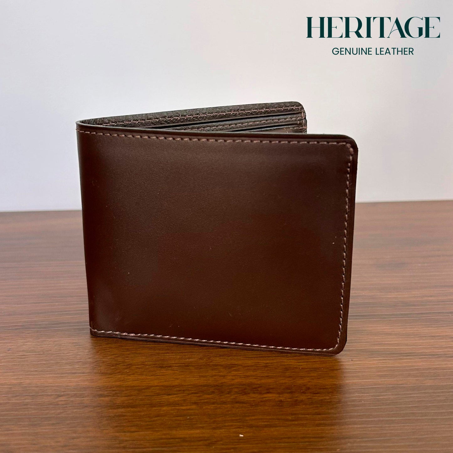 Billetera Bifold con Tarjetero Madrid Cuero Liso Cafe Heritage