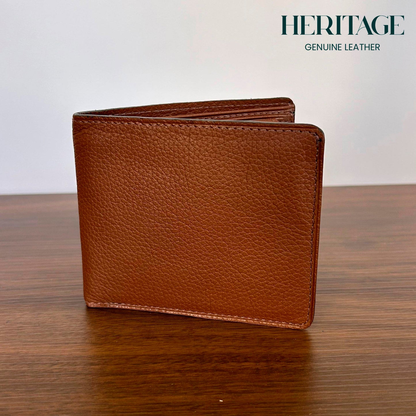 Billetera Bifold con Tarjetero Madrid Cuero Granulado Cognac Heritage