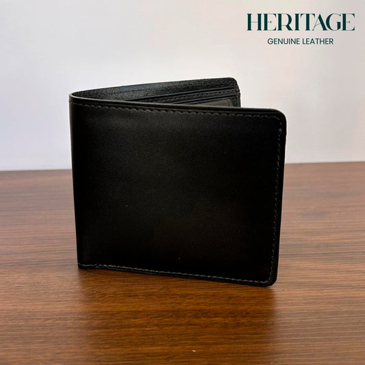 Billetera Bifold con Tarjetero Madrid Cuero Liso Negro Heritage