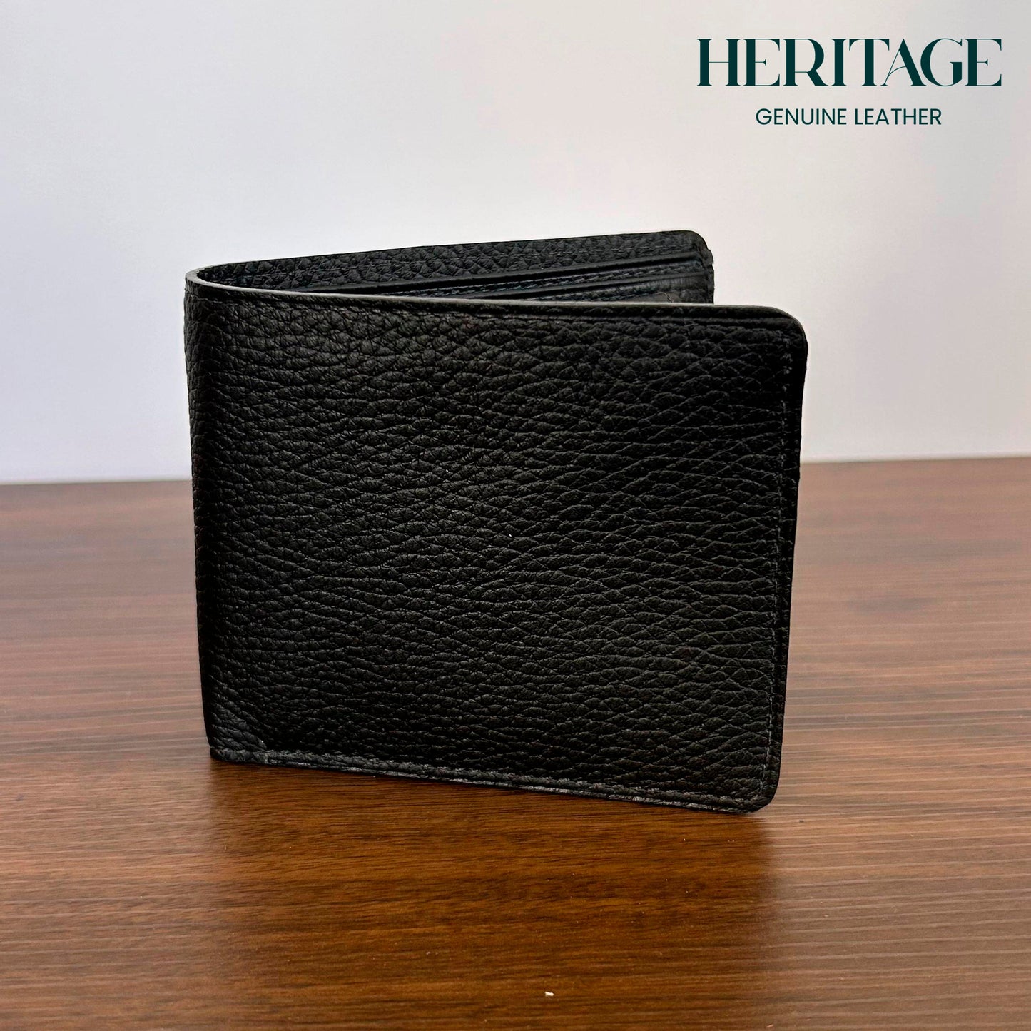 Billetera Bifold con Tarjetero Madrid Cuero Granulado Negro Heritage