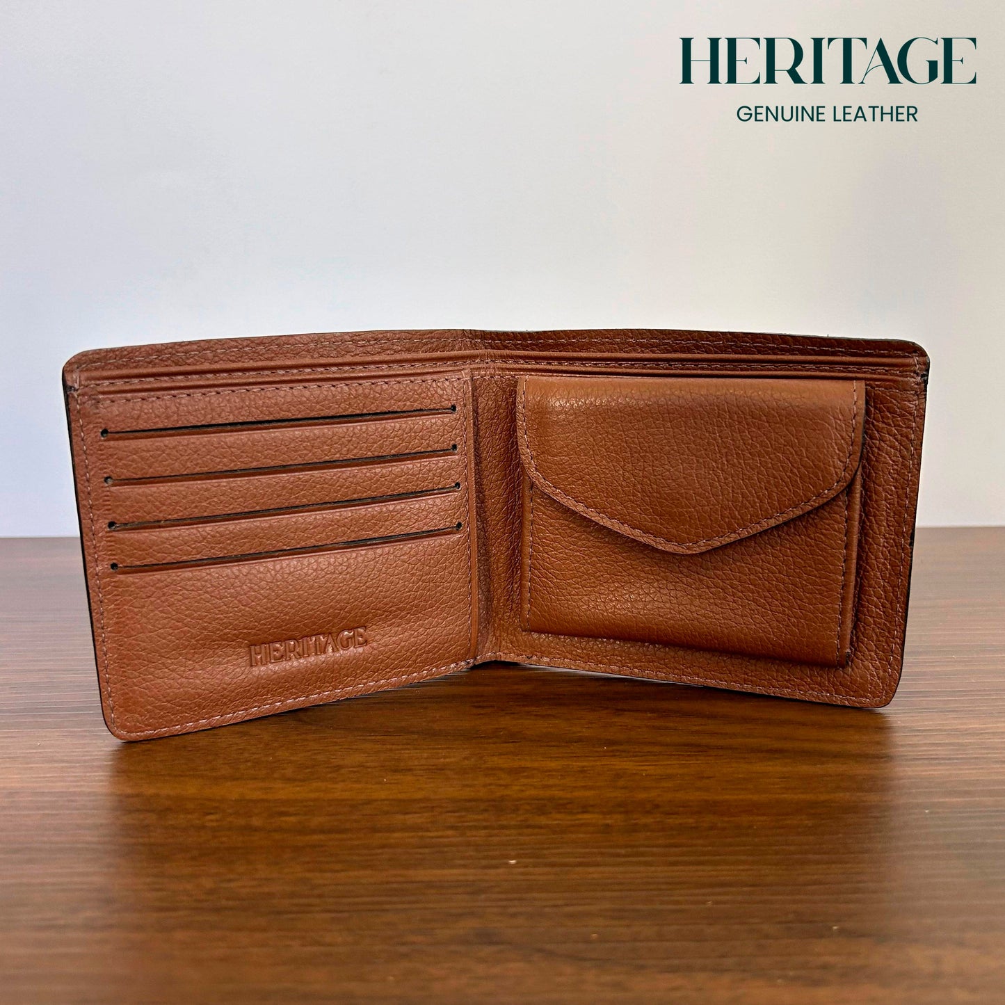 Billetera con Monedero Madrid Cuero Granulado Cognac Heritage