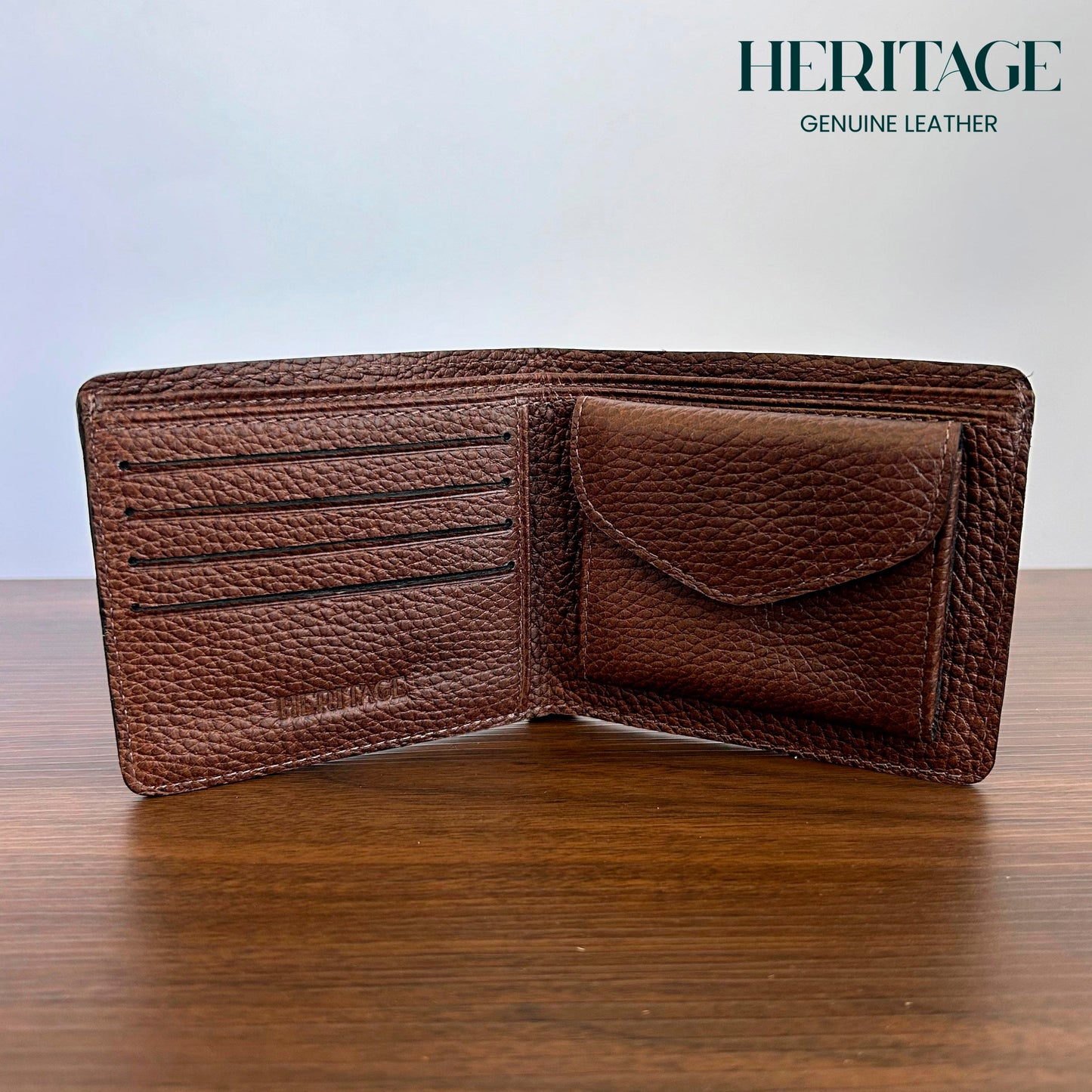 Billetera con Monedero Madrid Cuero Granulado Cafe Heritage