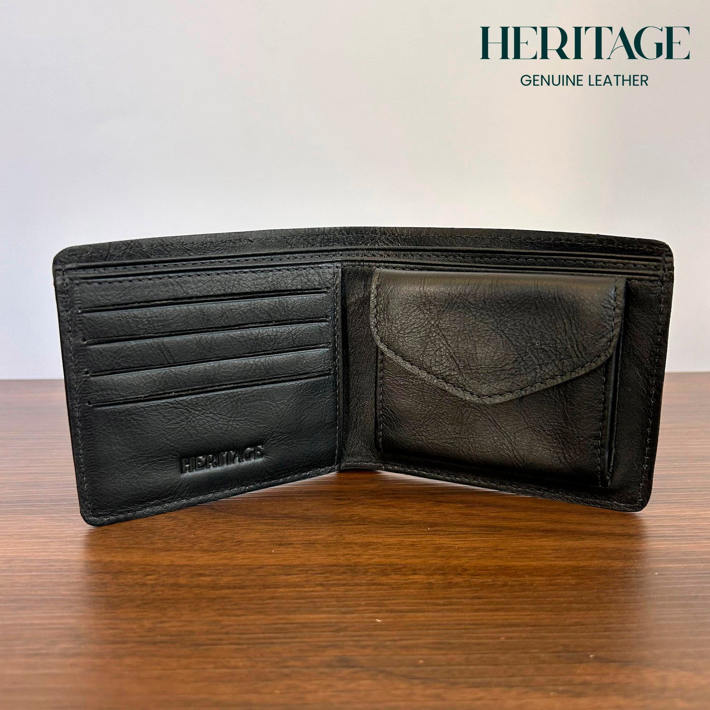 Billetera con Monedero Madrid Cuero Croco Negro Heritage