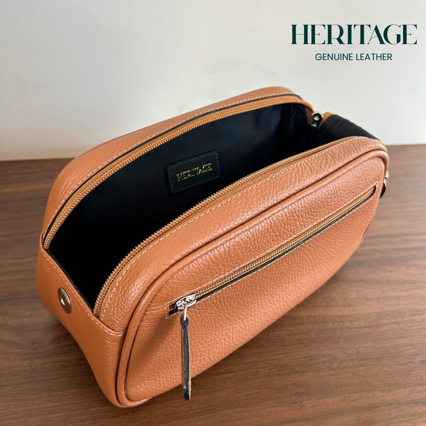 Neceser Dopp Kit Mediano Cuero Granulado Whiskey Heritage