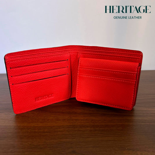 Billetera Bifold con Tarjetero Madrid Cuero Granulado Rojo Heritage